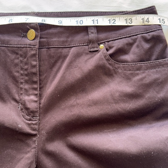 Jones New York Signature Dark Brown Trousers Preppy Polished Cotton Stretch Crop - Picture 4 of 10